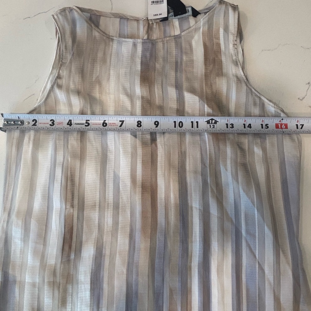 White House Black Market Watercolor Stripe Tunic XS Sleeveless Asym Hem - Picture 5 of 7
